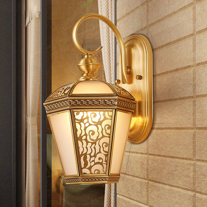 French Copper Glass 1-Light Outdoor Wall Sconce Lamp
