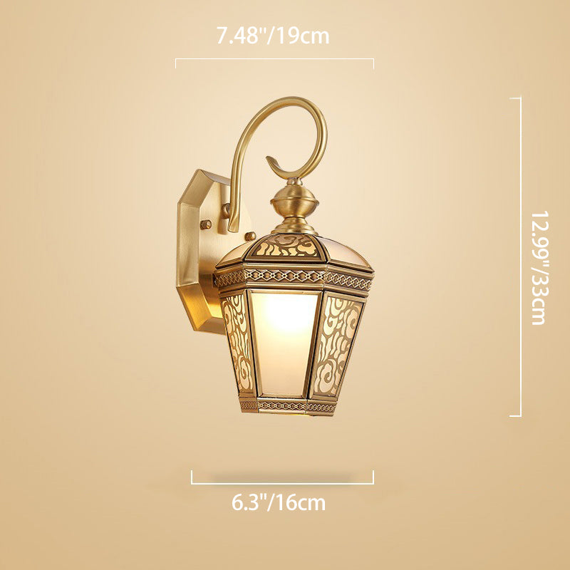 French Copper Glass 1-Light Outdoor Wall Sconce Lamp