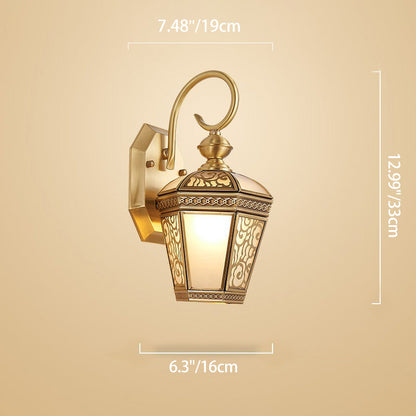 French Copper Glass 1-Light Outdoor Wall Sconce Lamp
