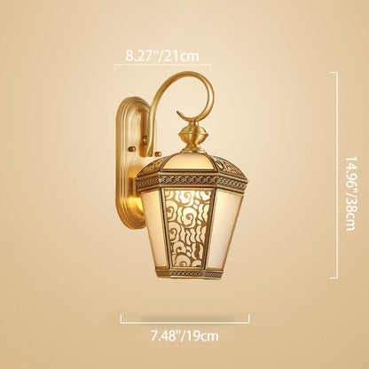 French Copper Glass 1-Light Outdoor Wall Sconce Lamp
