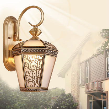 French Copper Glass 1-Light Outdoor Wall Sconce Lamp