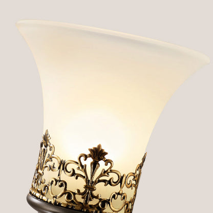 Floral Pattern Iron Glass 1-Light Wall Sconce Lamp