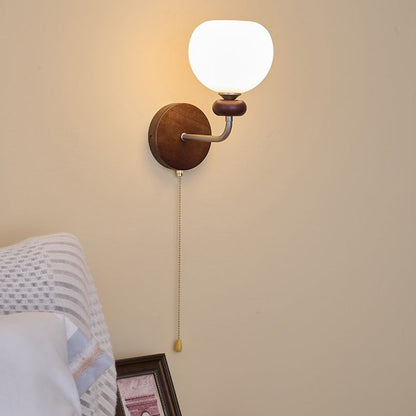 Zipper Flower Metal Ash Wood Glass 1-Light Wall Sconce Lamp