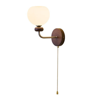Zipper Flower Metal Ash Wood Glass 1-Light Wall Sconce Lamp