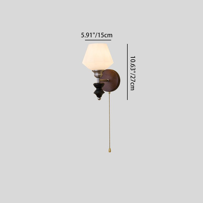 Zipper Flower Metal Ash Wood Glass 1-Light Wall Sconce Lamp
