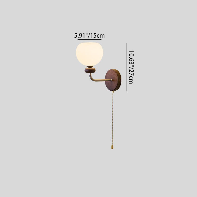 Zipper Flower Metal Ash Wood Glass 1-Light Wall Sconce Lamp