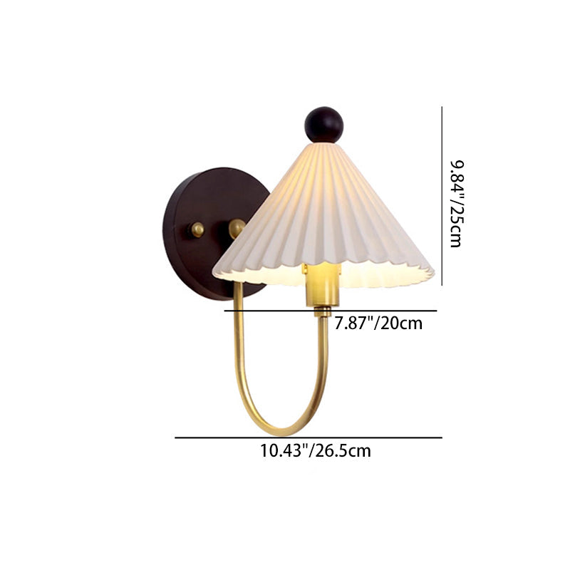 Pleated Wood Hardware Ceramic 1-Light Wall Sconce Lamp