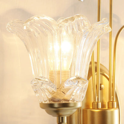 French Iron Crystal Glass 2-Light Wall Sconce Lamp