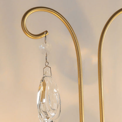 French Iron Crystal Glass 2-Light Wall Sconce Lamp