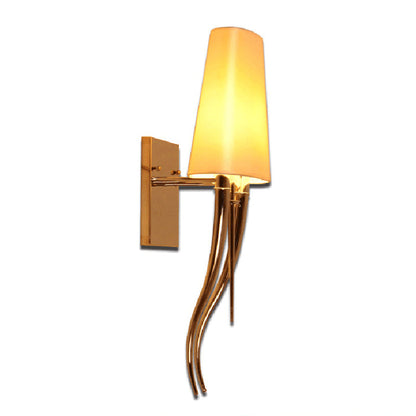Minimalist Cowl Shape Iron Fabric 1-Light Wall Sconce Lamp