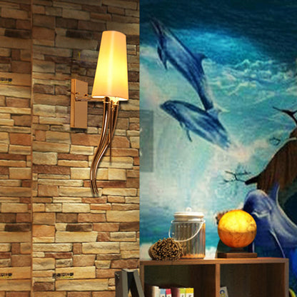 Minimalist Cowl Shape Iron Fabric 1-Light Wall Sconce Lamp