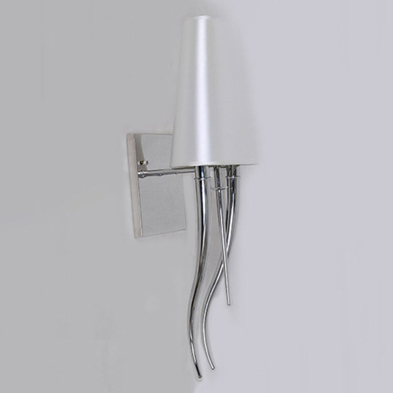 Minimalist Cowl Shape Iron Fabric 1-Light Wall Sconce Lamp