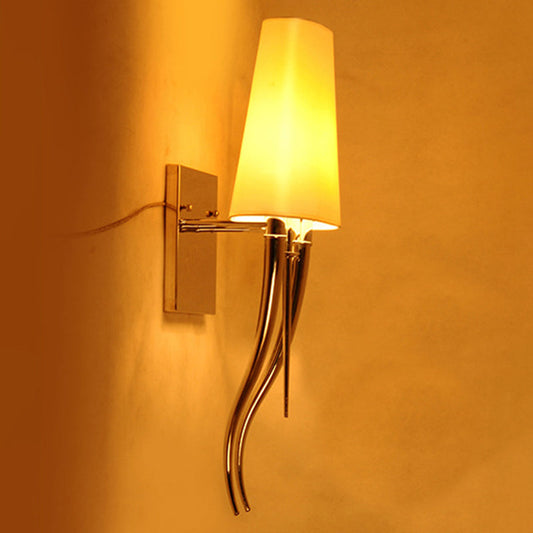 Minimalist Cowl Shape Iron Fabric 1-Light Wall Sconce Lamp
