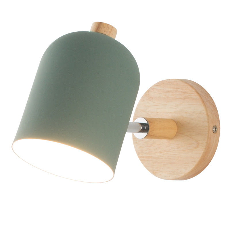 Rotatable Iron Solid Wood Aluminum 1-Light Wall Sconce Lamp