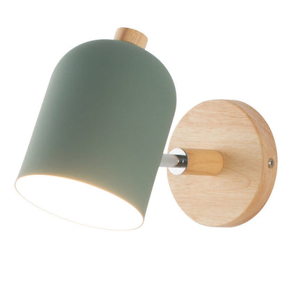 Rotatable Iron Solid Wood Aluminum 1-Light Wall Sconce Lamp