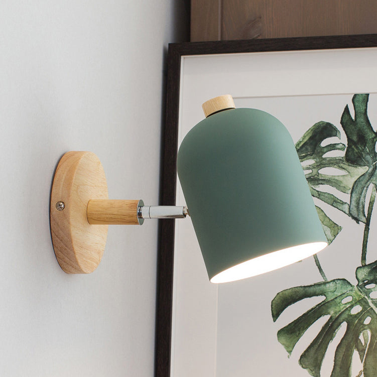 Rotatable Iron Solid Wood Aluminum 1-Light Wall Sconce Lamp