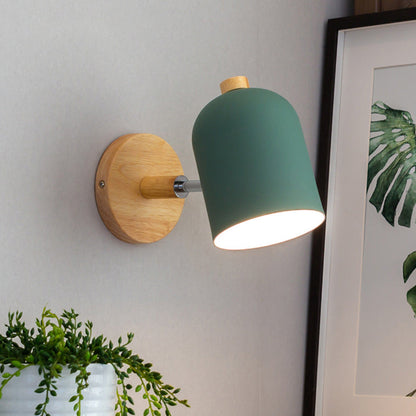 Rotatable Iron Solid Wood Aluminum 1-Light Wall Sconce Lamp