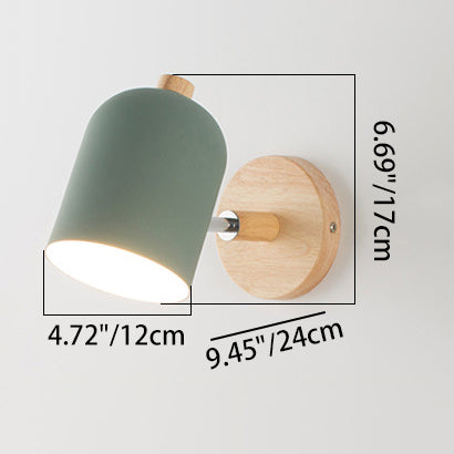 Rotatable Iron Solid Wood Aluminum 1-Light Wall Sconce Lamp