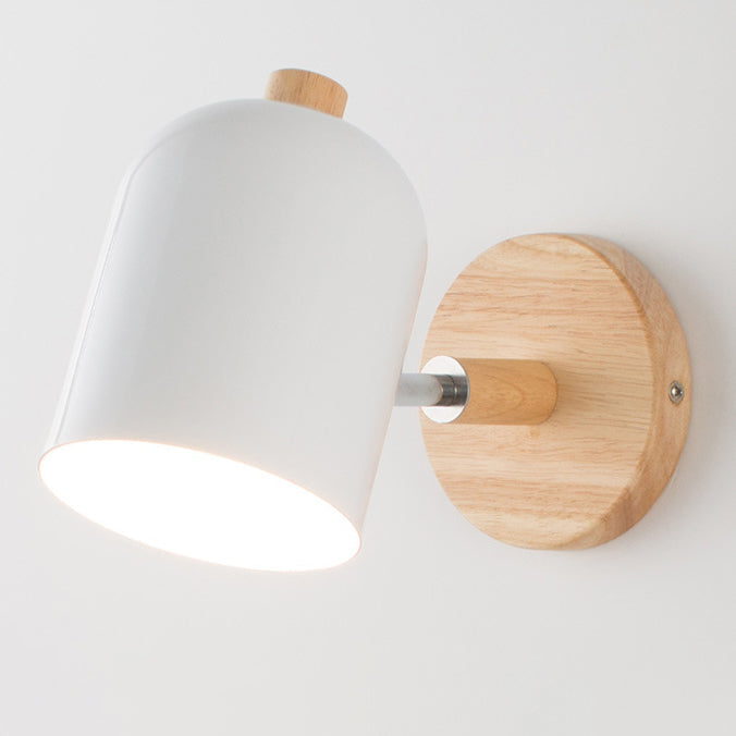 Rotatable Iron Solid Wood Aluminum 1-Light Wall Sconce Lamp