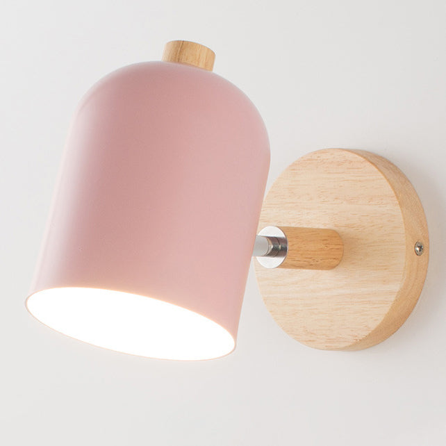 Rotatable Iron Solid Wood Aluminum 1-Light Wall Sconce Lamp