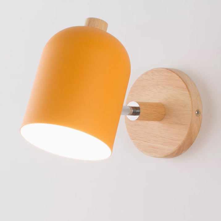 Rotatable Iron Solid Wood Aluminum 1-Light Wall Sconce Lamp