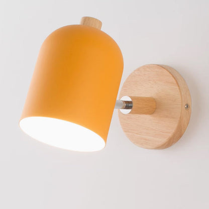 Rotatable Iron Solid Wood Aluminum 1-Light Wall Sconce Lamp