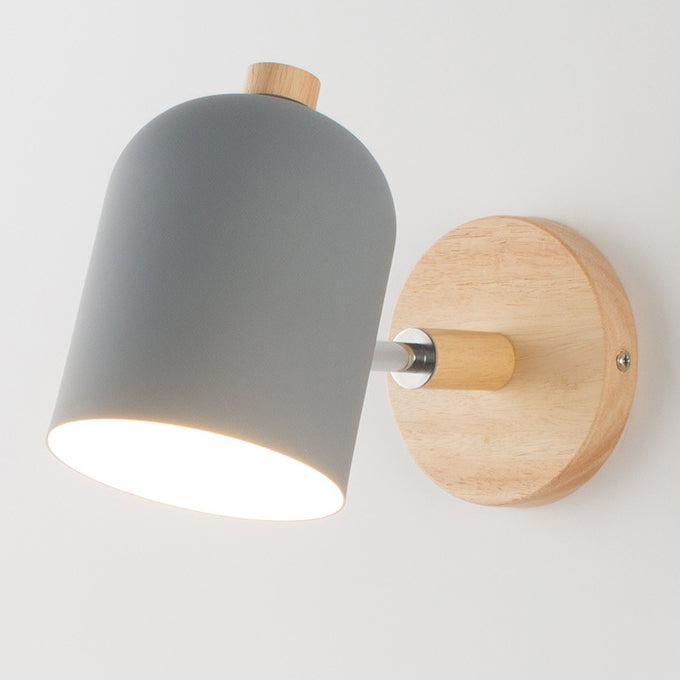 Rotatable Iron Solid Wood Aluminum 1-Light Wall Sconce Lamp