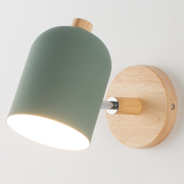 Rotatable Iron Solid Wood Aluminum 1-Light Wall Sconce Lamp