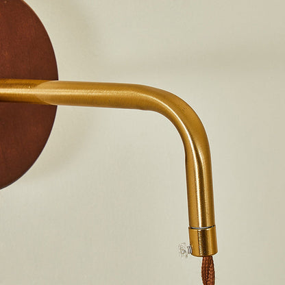 Round Solid Wood Hardware Ceramic 1-Light Wall Sconce Lamp