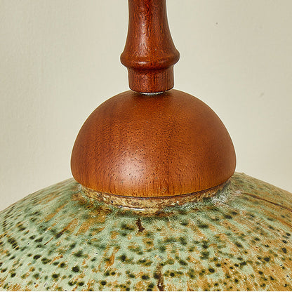 Round Solid Wood Hardware Ceramic 1-Light Wall Sconce Lamp
