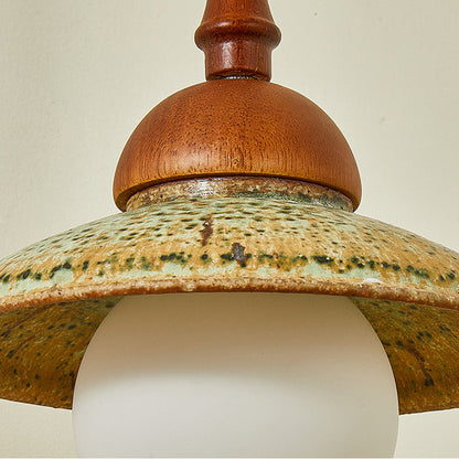 Round Solid Wood Hardware Ceramic 1-Light Wall Sconce Lamp