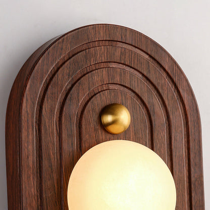 Traditional Round Striped Metal Marble LED Wall Sconce Lamp