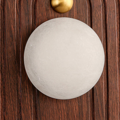 Traditional Round Striped Metal Marble LED Wall Sconce Lamp