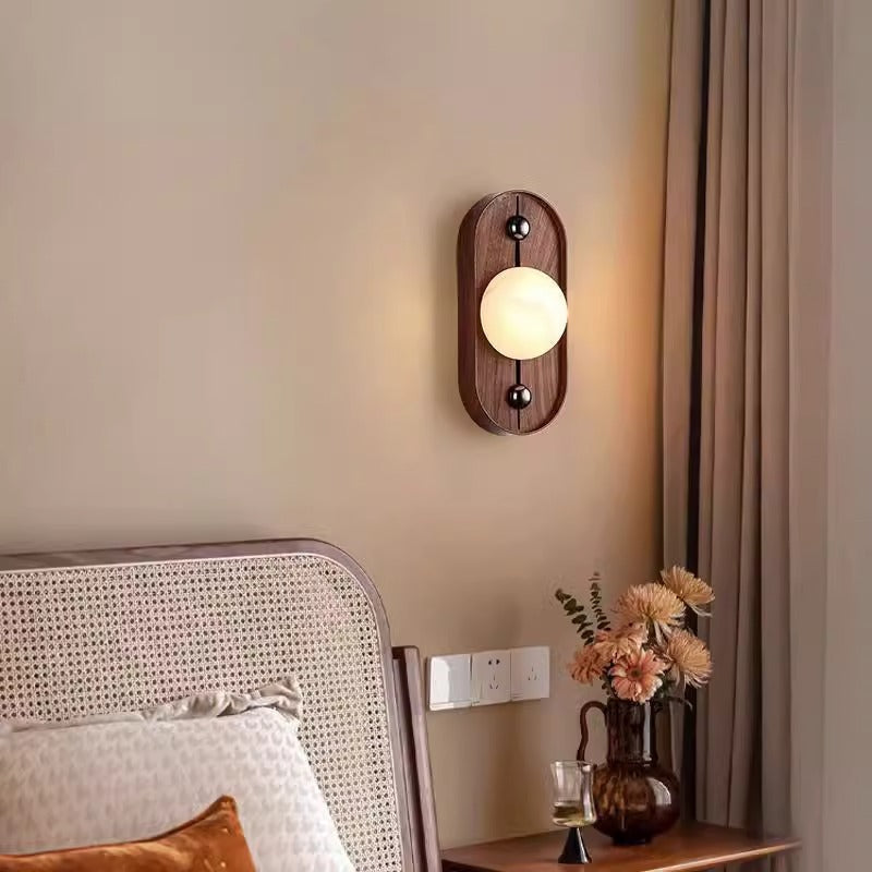 Traditional Round Striped Metal Marble LED Wall Sconce Lamp