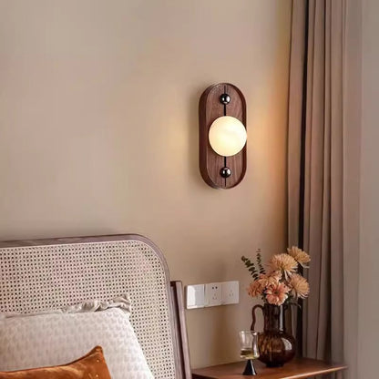 Traditional Round Striped Metal Marble LED Wall Sconce Lamp
