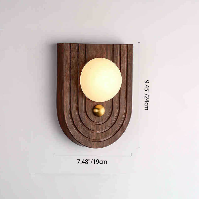 Traditional Round Striped Metal Marble LED Wall Sconce Lamp