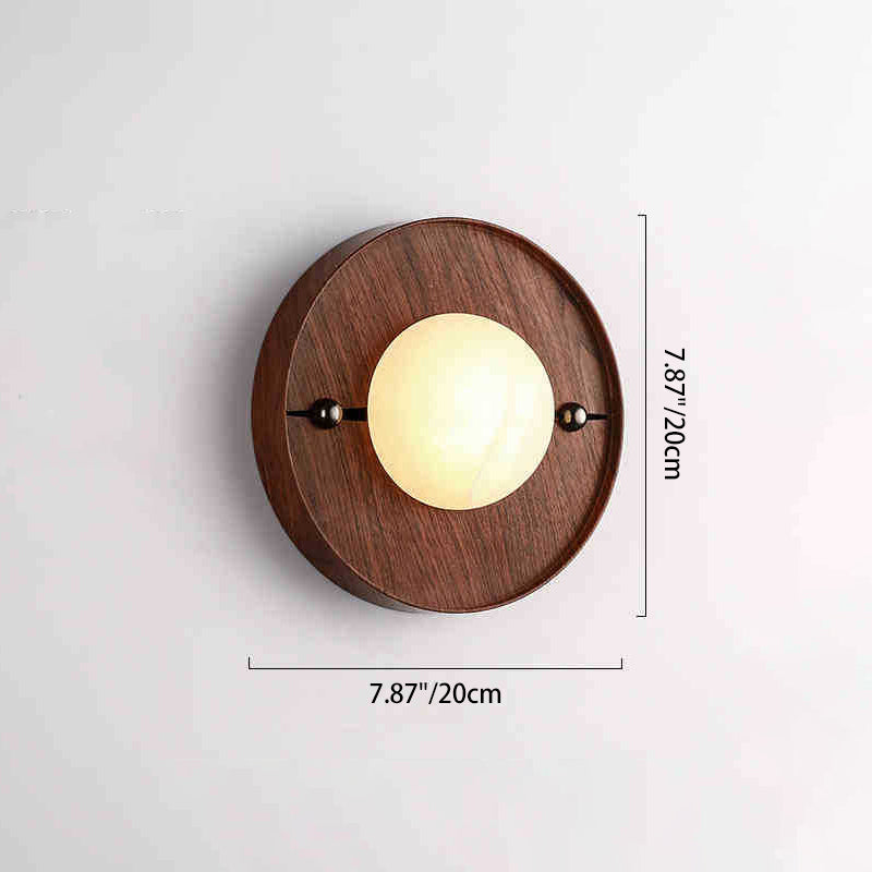 Traditional Round Striped Metal Marble LED Wall Sconce Lamp