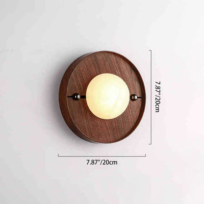 Traditional Round Striped Metal Marble LED Wall Sconce Lamp