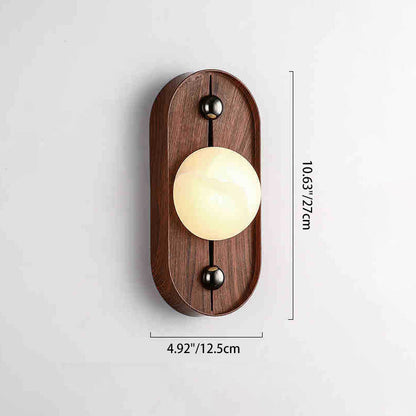Traditional Round Striped Metal Marble LED Wall Sconce Lamp
