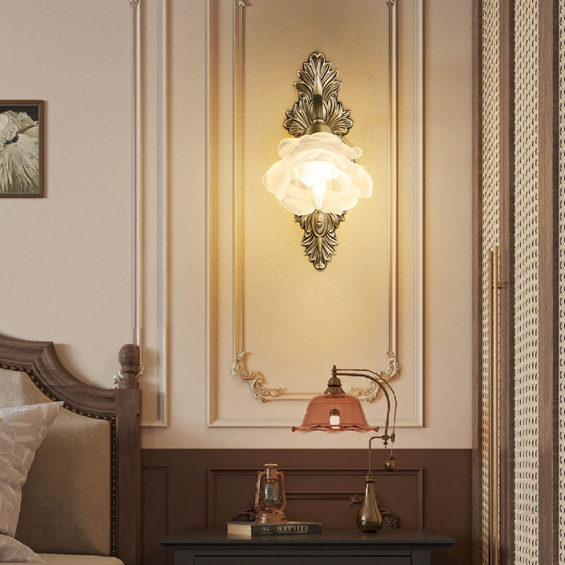 French Copper Glass 1/2-Light Wall Sconce Lamp