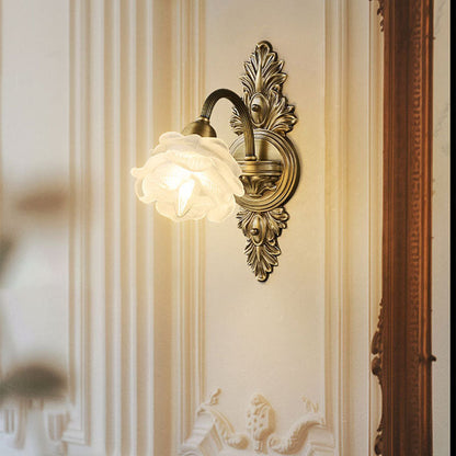 French Copper Glass 1/2-Light Wall Sconce Lamp