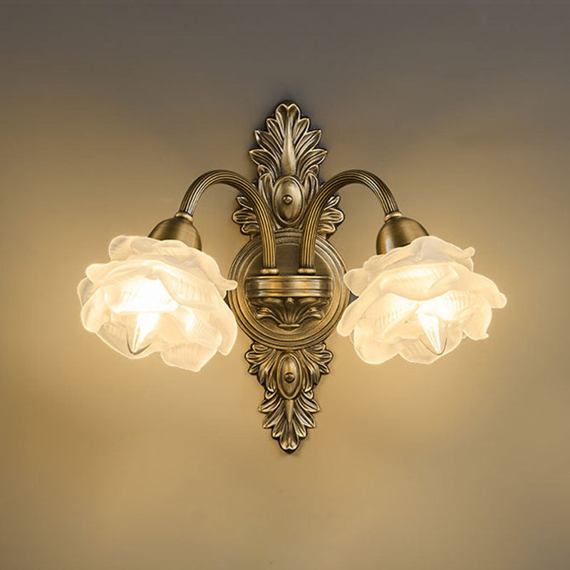 French Copper Glass 1/2-Light Wall Sconce Lamp