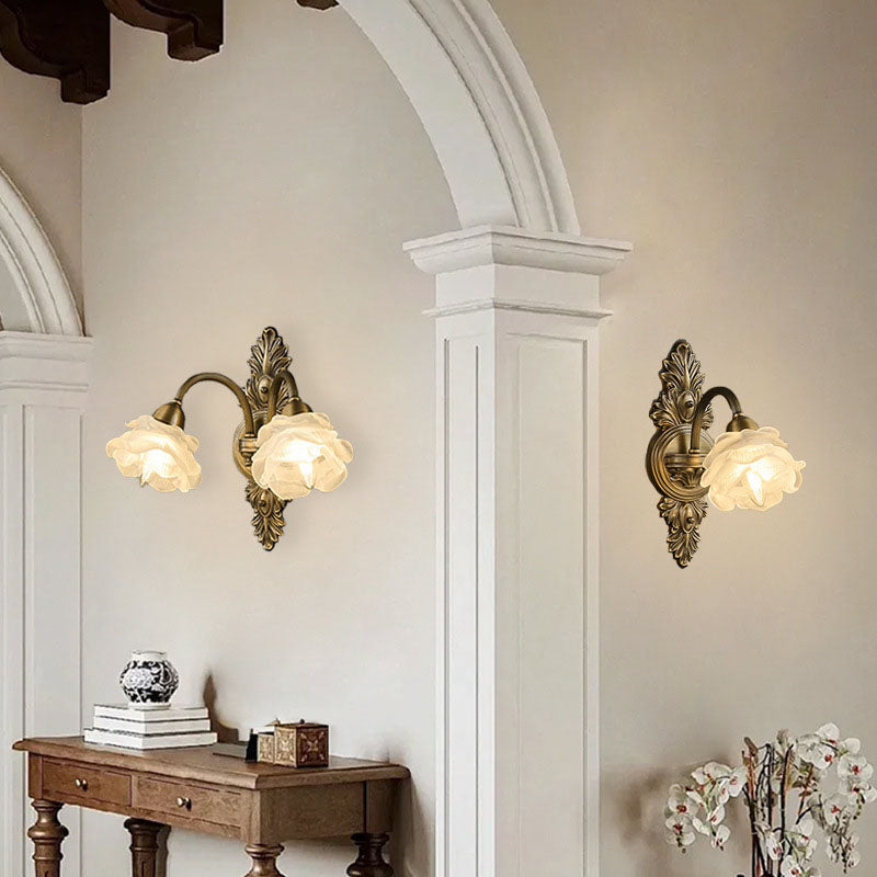 French Copper Glass 1/2-Light Wall Sconce Lamp