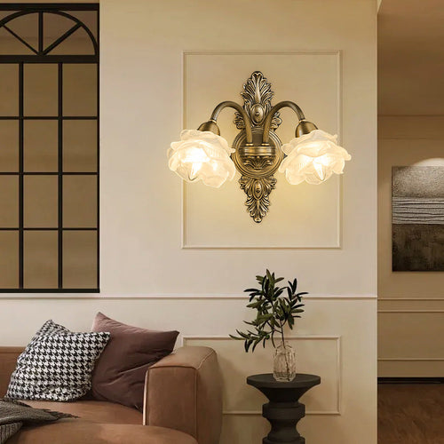 French Copper Glass 1/2-Light Wall Sconce Lamp