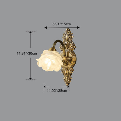 French Copper Glass 1/2-Light Wall Sconce Lamp