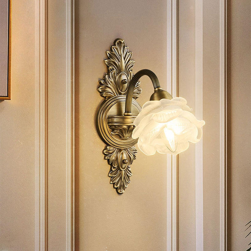 French Copper Glass 1/2-Light Wall Sconce Lamp