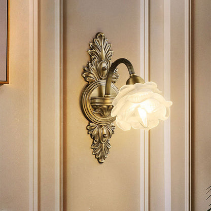 French Copper Glass 1/2-Light Wall Sconce Lamp