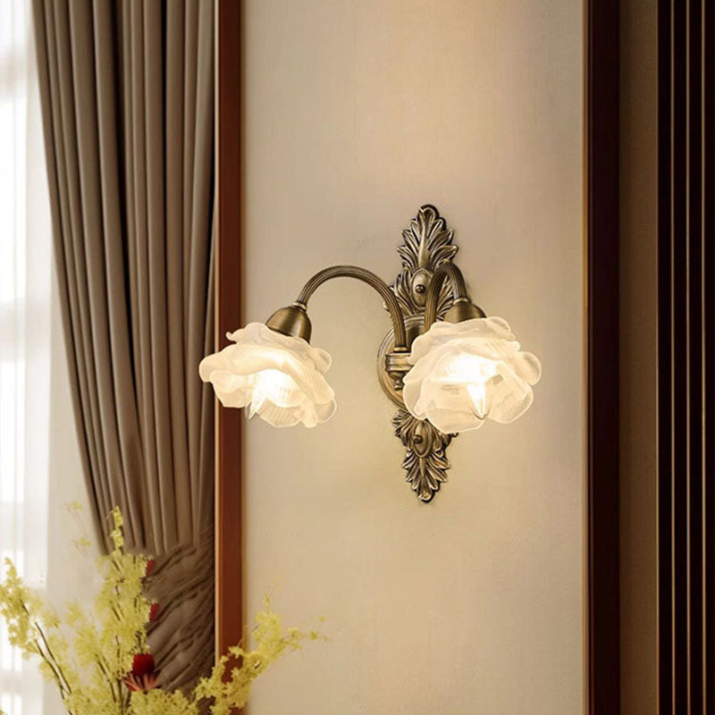 French Copper Glass 1/2-Light Wall Sconce Lamp