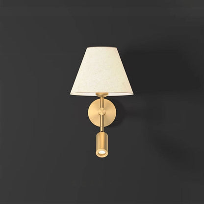 Rotatable Round Copper Fabric 1-Light Wall Sconce Lamp