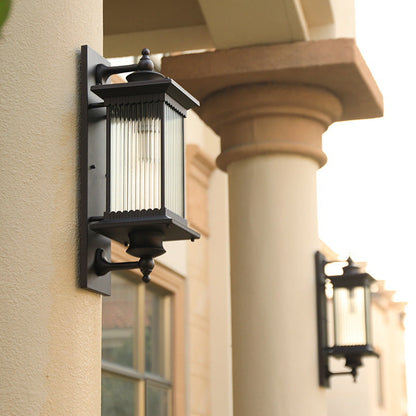 Colonial Glass Waterproof LED Outdoor Wall Sconce Lamp